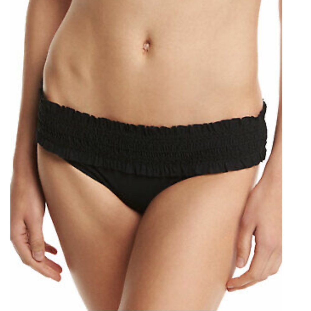 NWT Tory Burch Costa Smocked Hipster Bikini Bottom Size XS Black